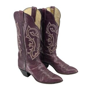 Hondo Cowboy Boots Mens 9.5A Narrow Dark Cherry Wine Leather Western Stitched